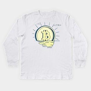 BTC Crypto Bitcoin Sunrise Kids Long Sleeve T-Shirt